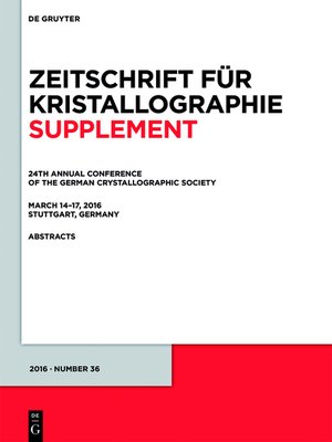 cover image of 24th Annual Conference of the German Crystallographic Society, March 14–17, 2016, Stuttgart, Germany